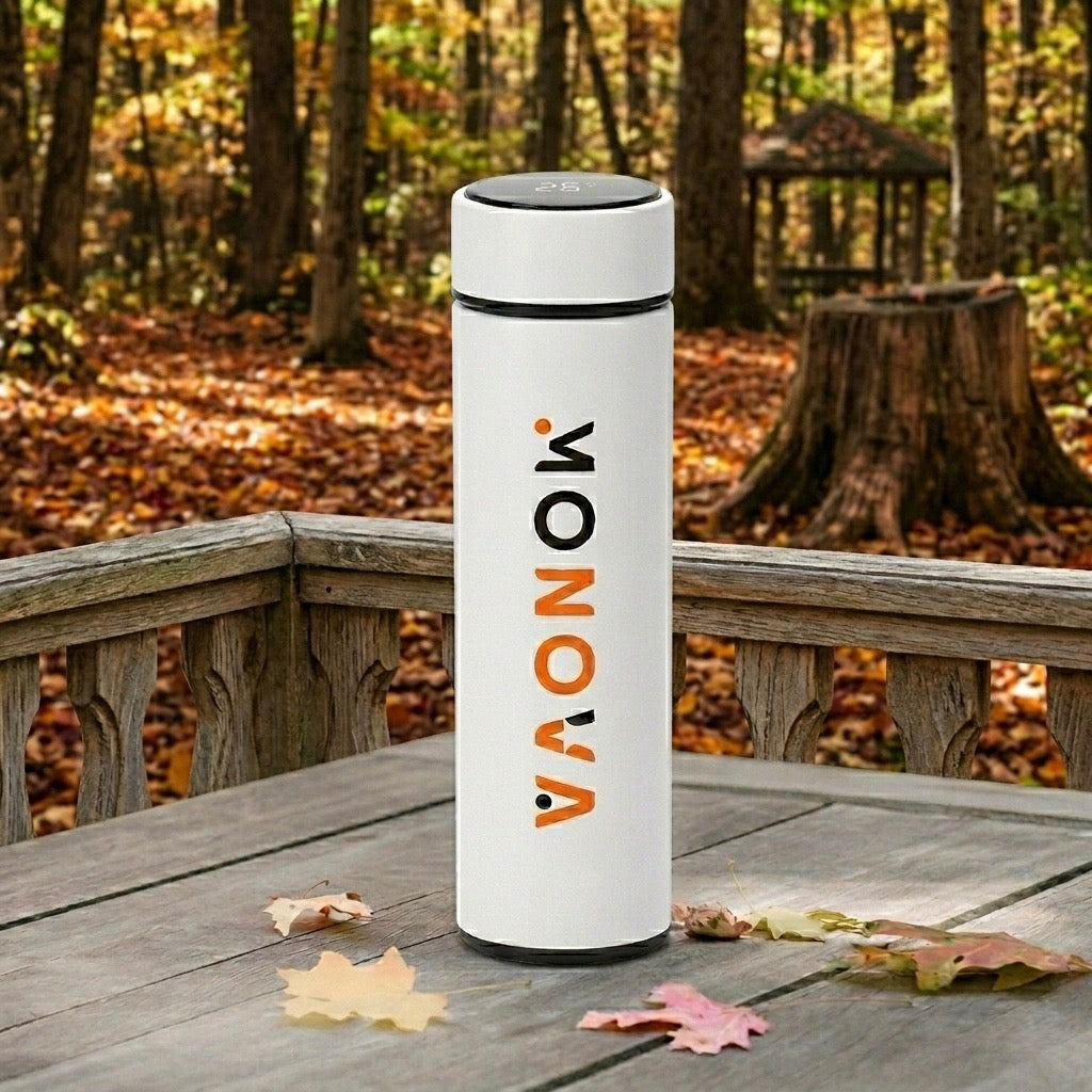 MoNova Smart Temperature Display Bottle 500ml – Stainless Steel Vacuum Insulated Water Bottle with LED Touch Screen, Tea Infuser, Leakproof Travel Mug for Coffee & Tea