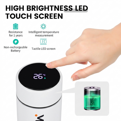 MoNova Smart Temperature Display Bottle 500ml – Stainless Steel Vacuum Insulated Water Bottle with LED Touch Screen, Tea Infuser, Leakproof Travel Mug for Coffee & Tea
